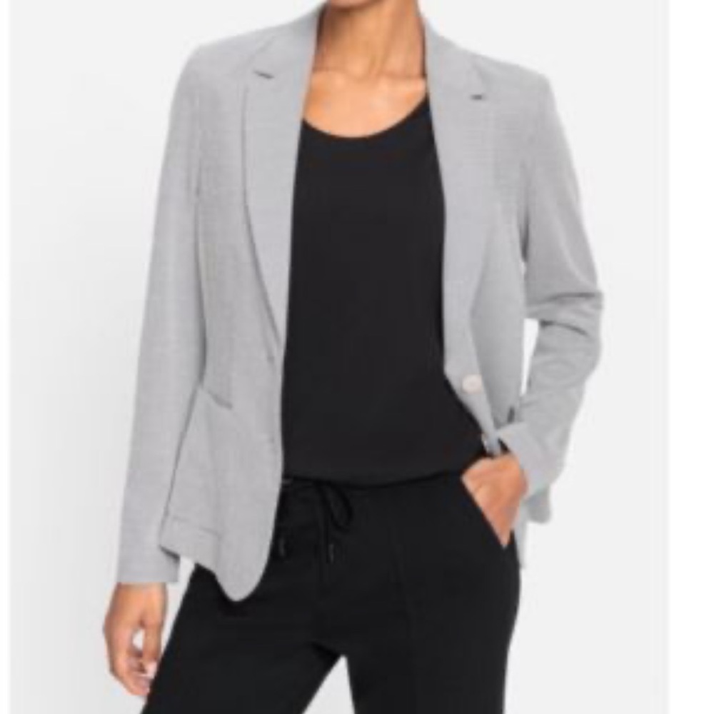 LOFT Petites light Gray Knit Ponte single front Blazer front Pockets Sz LP NWT - Picture 10 of 10